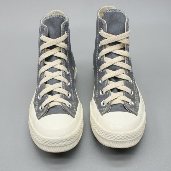 Converse Ladies 6 Comme Des Garcons CDG PLAY Hi-top Steel Grey Black Heart Shoes - Picture 5 of 12